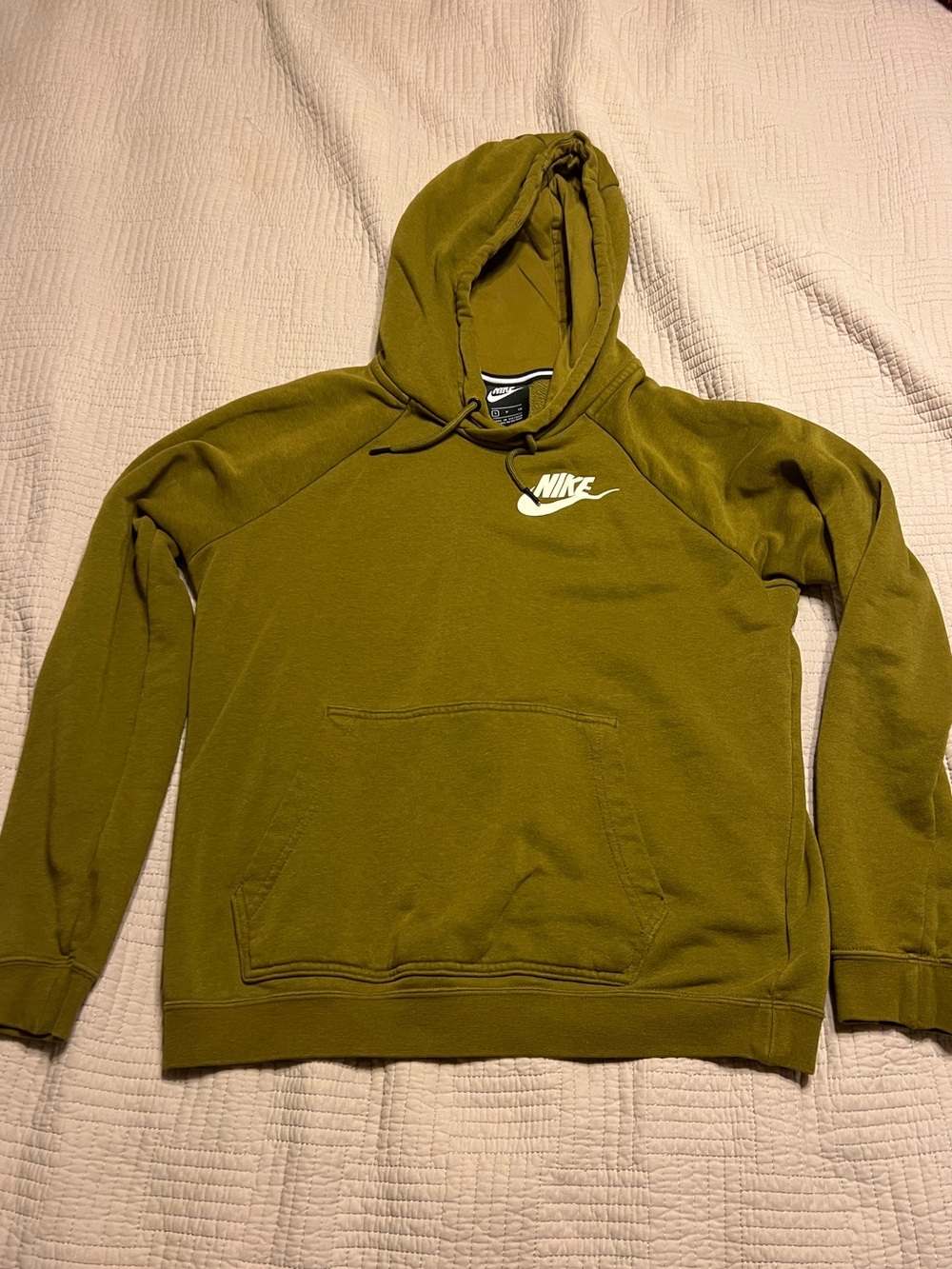 Nike Olive Green Pullover Hoodie with White Swoosh - Picture 1 of 2